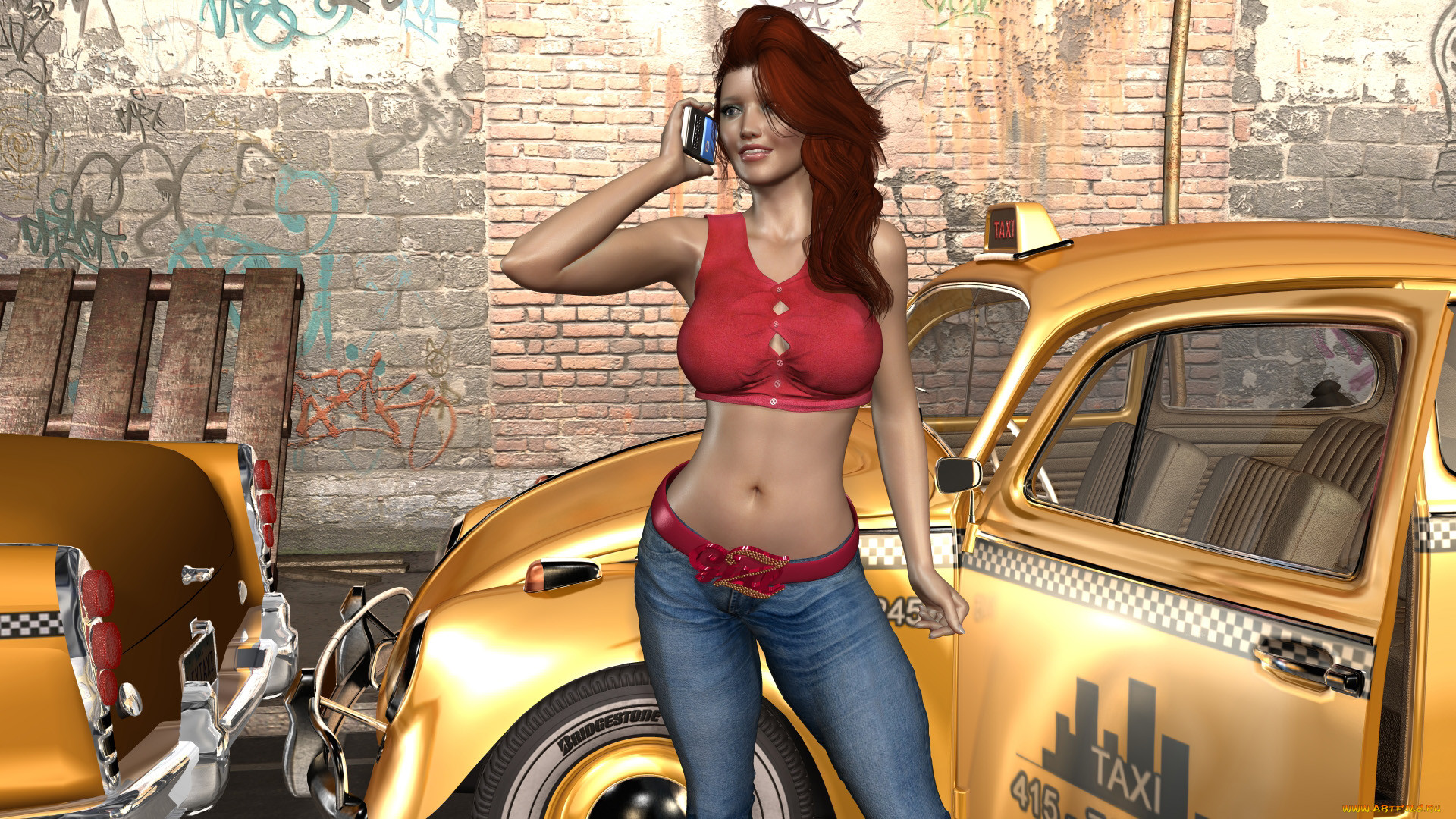 , 3d car&girl, , , 